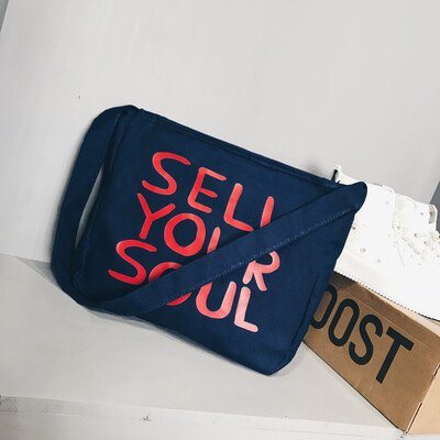 

Tailored Fashion Women Canvas Printing Letter Shoulder Bags Large Capacity Shopping Bag