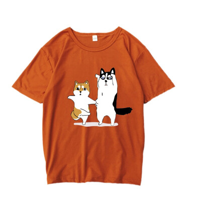 

Korean Style Cartoon Dog Printed Women T shirt Casual Loose Harajuku T-shirts Short Sleeves O-neck Summer Tops Female