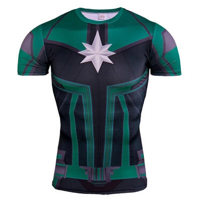 

3D Carol Danvers T-shirt Slim Fit Elastic Super Hero Cosplay Tee