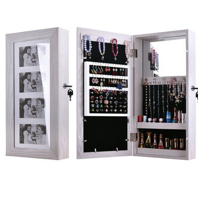 

Ktaxon 24" Lockable Wall Mount Mirrored Jewelry Cabinet Organizer Armoire Storage Box