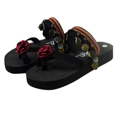 

Rose Women Bohemia Flat Slippers Home Bathroom Beach Flip Flops Shoes Slippers Shoes