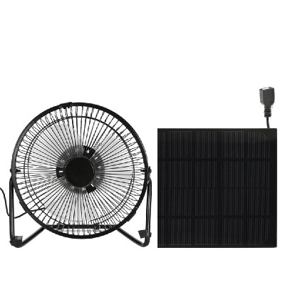 

Black Solar Panel PoweredUSB Iron Fan Outdoor Traveling Fishing Home Office Camping Hiking Picnic Barbecue Cooling Ventilation Ca