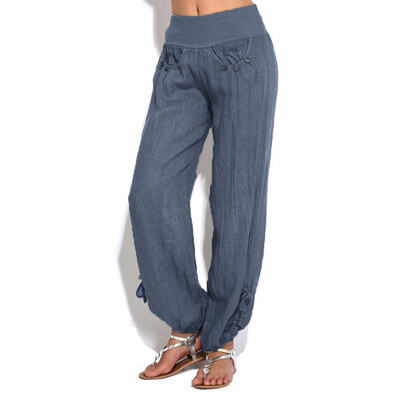 

Women Elastic Waist Casual Loose Baggy Harem Trousers Bottoms Palazzo Yoga Pants