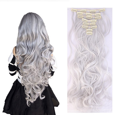 

8 PcsSet Fashion Long Curly Wavy Straight Clip In Hair Extension Sexy Heat Resistant Party Hair Natural Synthetic Hair For Women