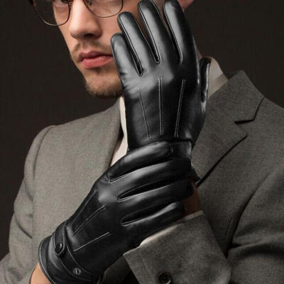 

Hot Mens Fitted Real Leather Touch-Screen Gloves with Racing Driving Gloves