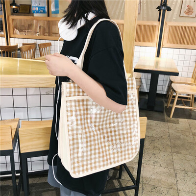 

Canvas Baggage Girls One Shoulder Ins Slant Dual-purpose Student Japanese Harajuku Transparent Baosen Chic Port Baggage