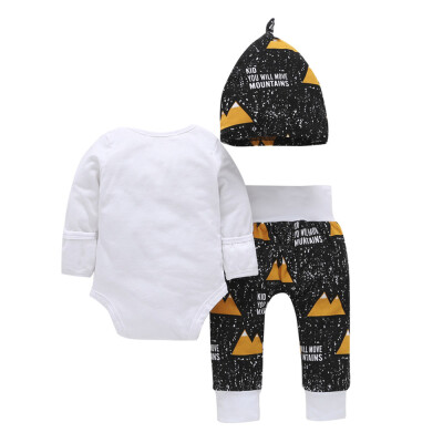 

Newborn Baby Infant Boy Girl Lette Print TopsPant Cap 3CS Outfits Set Clothes