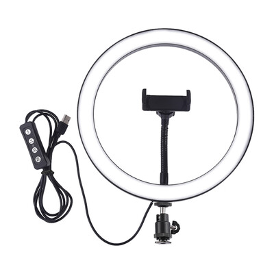 

PULUZ 10" Dimmable LEDs Ring Light 3 Lighting Modes Brightness Adjustable for Live Streaming Selfie Photography Video Shooting wit