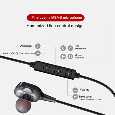 

Double Dynamics BT Earphone Wireless Headset Headphones with Mic Stereo Earphones for Mobile Phone Sports White Gold