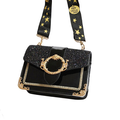 

Fashion Sequin Flower Monkey Lock Ring Shoulder Bag Star Strap Crossbody Pouch