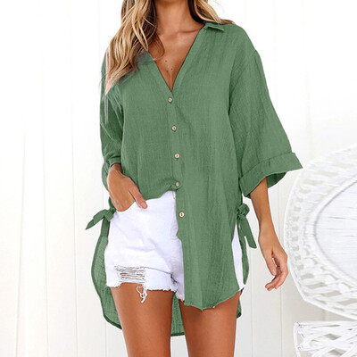 

Starmoon Womens Loose Button Long Shirt Dress Cotton Ladies Casual Tops T-Shirt Blouse