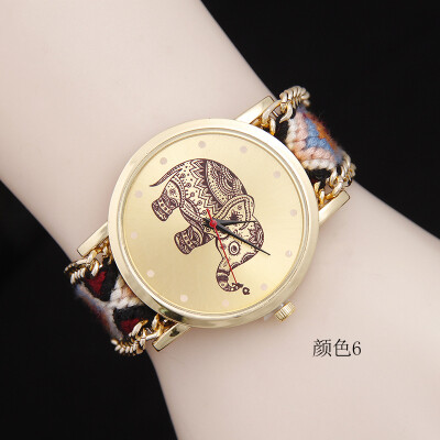 

New trend fashion ladies elephant watch woven ribbon quartz watch female models hot sale