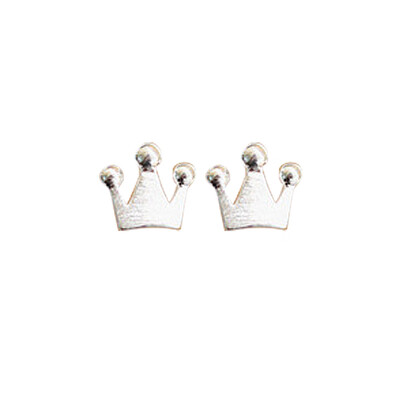 

2 Pairs set New Fashion Jewelry Lady 925 Silver Ear Stud Crown Stud Earrings for Gifts