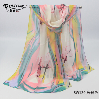 

2017 new foreign trade ink painting ladies chiffon printing silk scarf wholesale autumn&winter gifts small scarf SW139