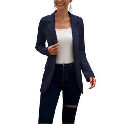 

Ladies Slim Fit Outwear Business Lapel Blazer Laides Solid Color Cropped Suit