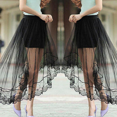 

USA NEW LADIES WOMEN GYPSY LONG JERSEY MAXI DRESS LADIES GYPSY TULLE LACE SKIRT