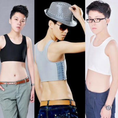 

Lesbian Tomboy Casual Buckle Short Chest Breast Binder Tran Body Shaper Vest MEM