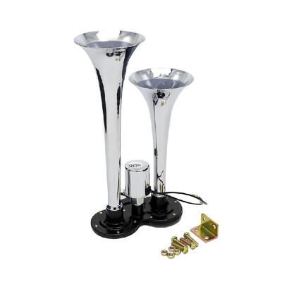 

Dual Trumpet Electric Horn Loud Chrome Air Horn Speaker Kit 150dB 12V24V Universal for Train Truck Lorry