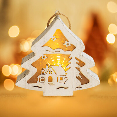 

〖Follure〗Christmas Glowing Creative Xmas Tree Hangings Wooden House Pendant Decor