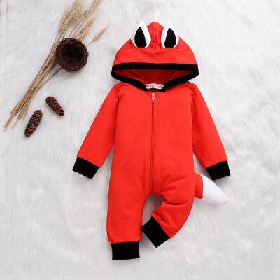 

Cute Newborn Baby Boy Girl Winter Fall Romper Bodysuit Animals Ears One Piece Zipper Hooded Jumpsuit Outfits Clothes