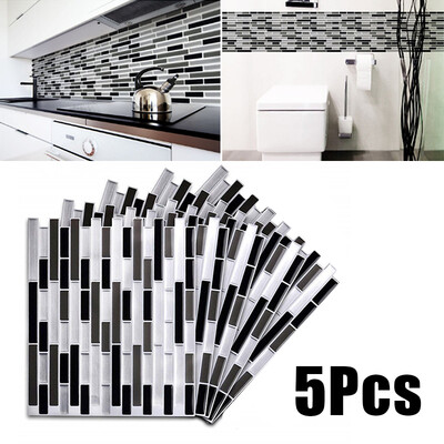 

5PCS 3D Striped Epoxy PU Wall Sticker Set For Living Room TV Background Decor