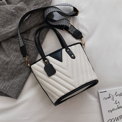 

Girl bucket bag handbags new Korean fashion casual contrast color shoulder Messenger bag tide