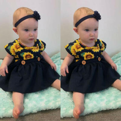 

Newborn Kids Baby Girls Sunflower Tops T-shirt Skirt Dress Outfits Clothes Set