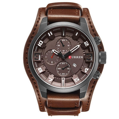 

Mens Stylish Business Watch Casual Multifunctional Wristwatch With Leather Band