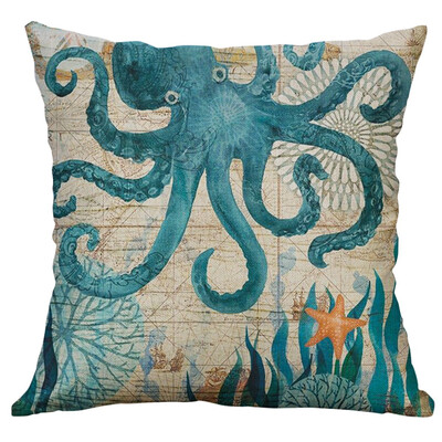

Siaonvr Marine Life Coral Sea Turtle Seahorse Whale Octopus Cushion Cover Pillow Cover
