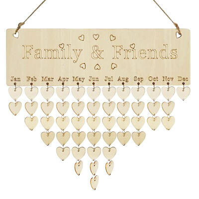 

Wooden Family Friends Dates Reminder Sign DIY Calendar Board Home Decorate