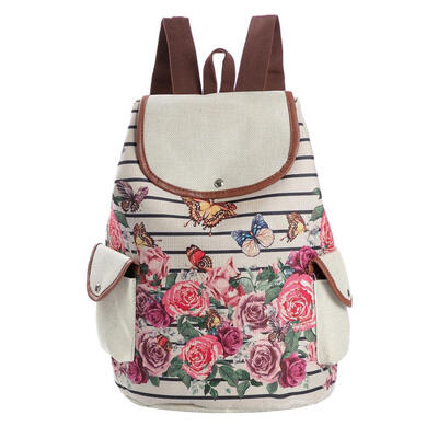 

Fashion Girls Preppy Backpack Fruit Flower Print Bags Rucksack School Bag