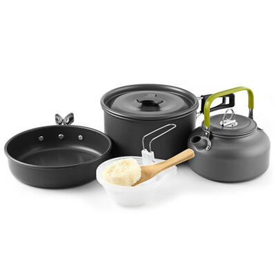 

Foldable Camping Picnic Cookware Mini Pan Kettle Pot Set for 2-3 Individuls