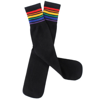 

Stripe Beauty Soft Knee Cotton Rainbow Pretty Faddish Hosiery Football Stocking