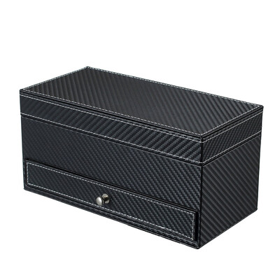 

4 Grids PU Leather Jewelry Watch Casket with Drawer Organizer Box Holder