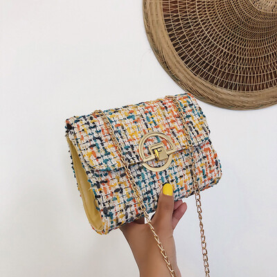 

2019 new popular weaving wind small bag female tide Korean version of the wild color crossbody bag fashion chain shoulder bag