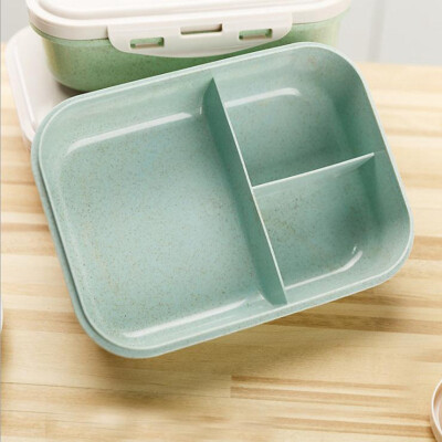 

3 Grids Wheat Straw Bento Box Food Container Microwave Food Storage Box Lunch Box