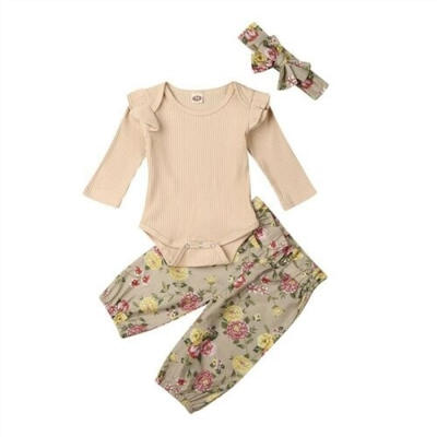 

Autumn Newborn Baby Girl Floral Clothes Jumpsuit Romper Bodysuit Pants Outfit Set