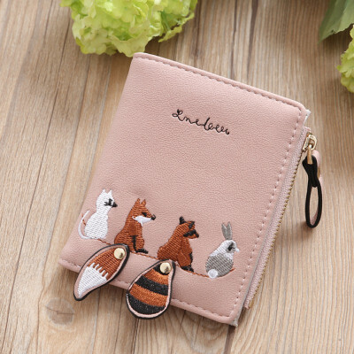 

Womens Wallet Lovely Cartoon Animals Mini Wallet Leather Female Coin Purse Card Holder Hasp Zipper Money Bags