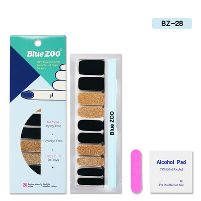 

Blue ZOO 20PcsSheet Nail Polish Stickers with 1Pcs Nail File Solid Color Shine Full Wraps Nail Art Adhesive Decals