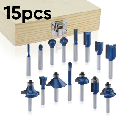 

15pcs Set Router Bits 14 Shank Tungsten Carbide Rotary Power Tool Accessories