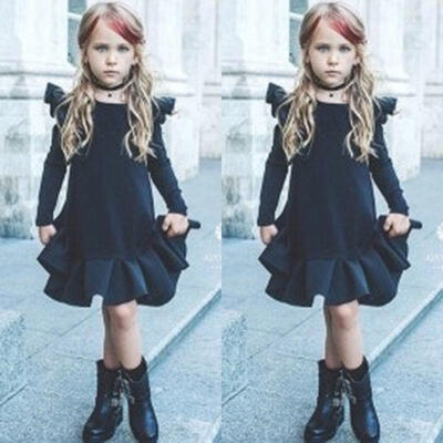

Toddler Kids Baby Girl Flying Sleeve Ruffle Princess Party Formal Dress