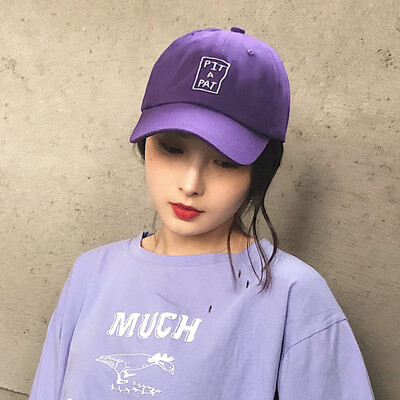 

Korean fashion letters embroidered purple cap children summer Harajuku Joker soft top baseball cap visor men