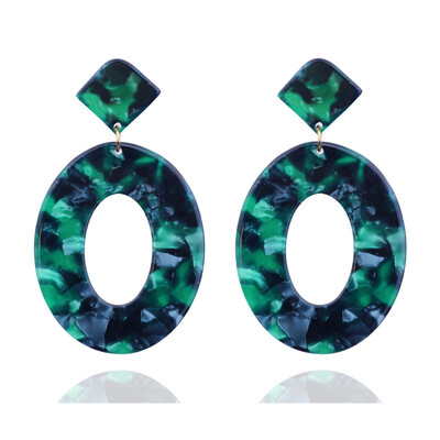 

EK301 Fashion Acrylic Resin Oval Dangle Earrings For Women Geometry Big Circle Tortoiseshell Earrings Acetate Brincos ZA Jewelry