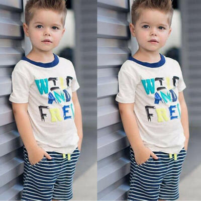 

2PCS Baby Boy Letter Short Sleeve TopShorts Pants Summer Outfits Set Clothes