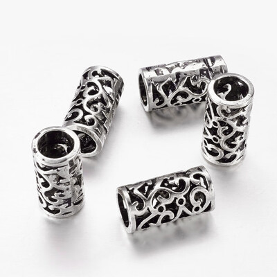 

Antique Silver Alloy European Beads Large Hole Hollow Column Beads Lead Free&Cadmium Free 11mm in diameter 215mm thick