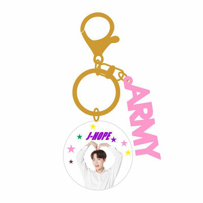 

BTS Creative Acrylic Keychain Double-sided Color Printing Letters Round Card Pendant Key Rings ARMY Hot Gift