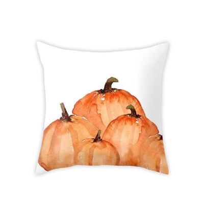 

Watercolor Pumpkin Throw Pillow Covers Halloween Thanksgiving Day Cotton Linen Car Sofa Pillowcase Home Decor