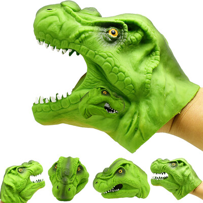

〖Follure〗Green dinosaur Animal Hand Puppet Baby Infant Kid Toy Plush Toy Silica Gel Spoof