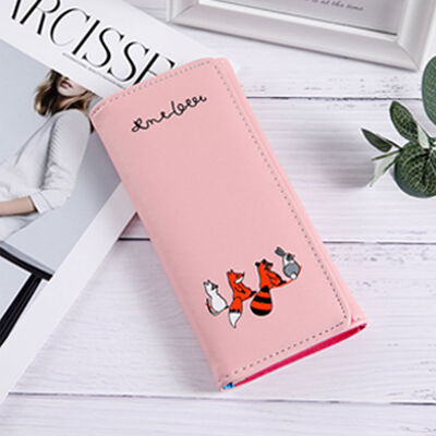 

2018 New Style Fashion Women Print PU Leather Wallet Purse Long Money Holder Clutch Box Hasp Zipper Bag