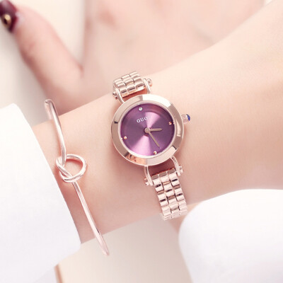

Steel belt trendy ladies rhinestones rose gold alloy Europe&America simple starry dial watch personality female watch